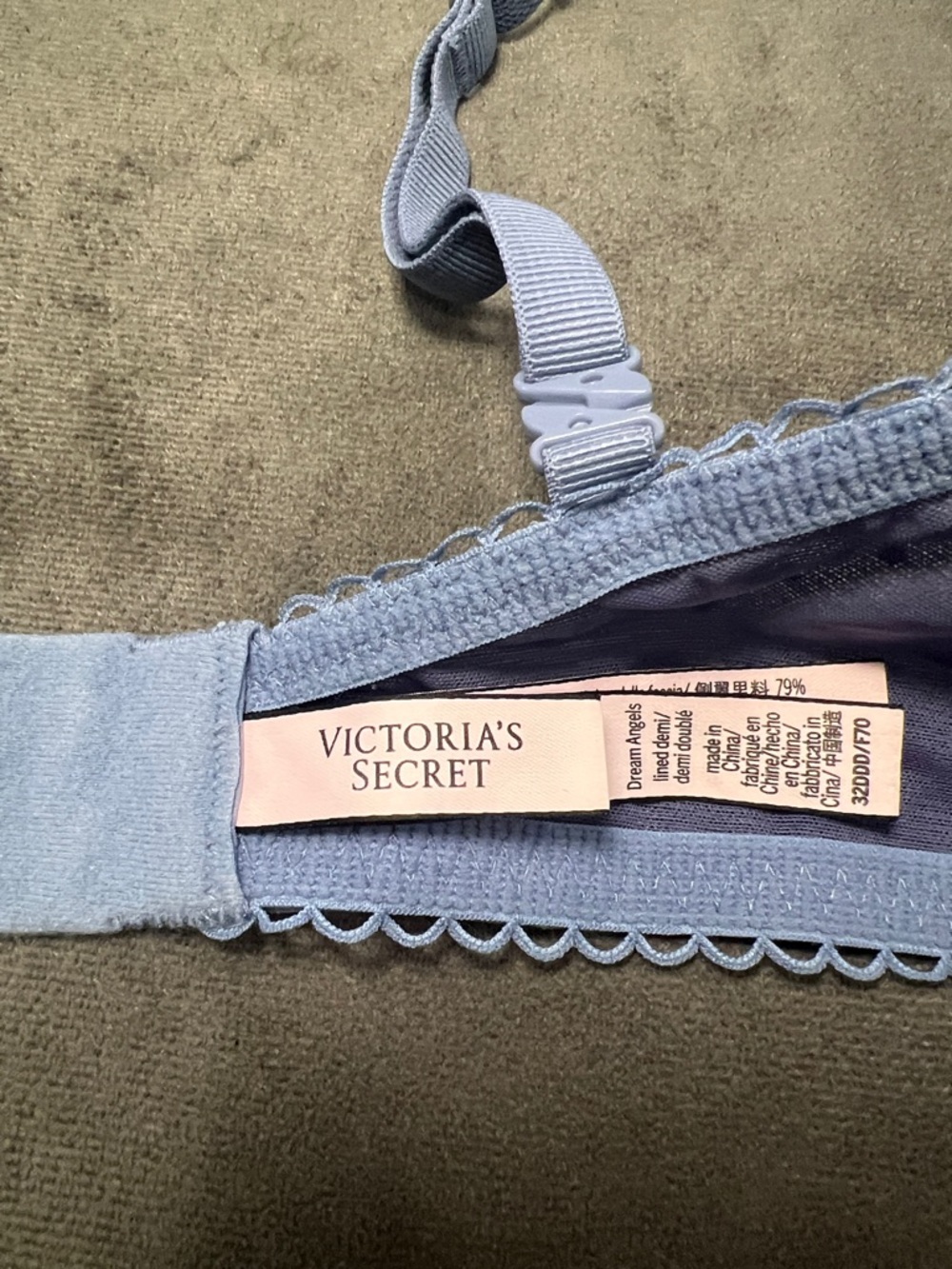 Victoria's Secret Dusty Blue Lace Dream Angels Lined Demi Push-Up Bra 32DDD - Picture 2 of 12